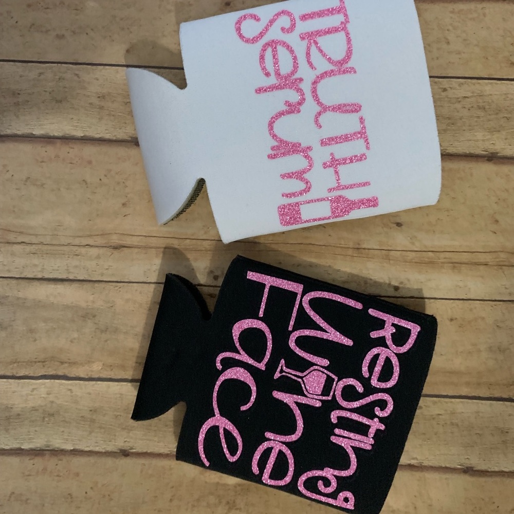 Set of 2 custom can coolers wine